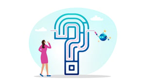 Person guided by an AI assistant through a question.